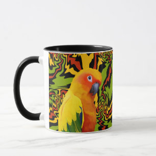 Vibrant Colorful Sun Conure Parrot Mug