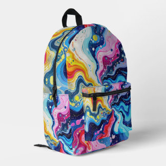 Vibrant Colorful Swirl Abstraction Printed Backpack