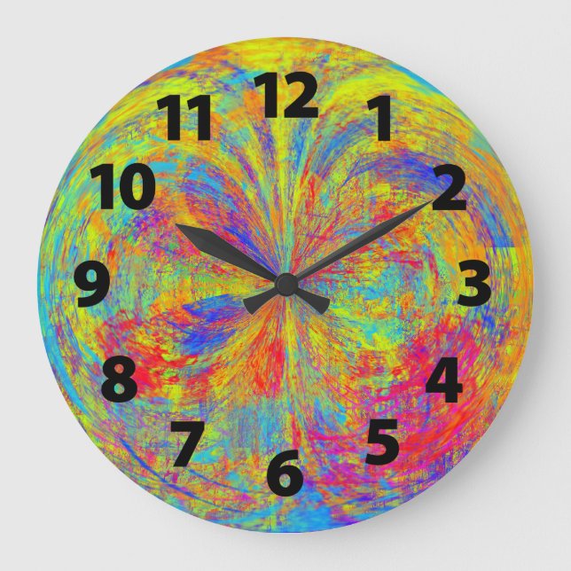 Vibrant Colors Abstract Art Design Large Clock (Front)