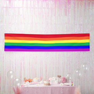 Vibrant Colors LGBTQ+ Gay Pride Rainbow Stripes Banner