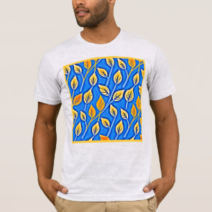 Vibrant ColorVista Leaves Pattern T-Shirt