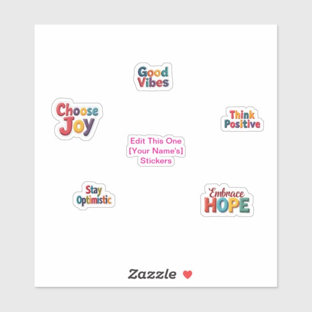 Vibrant Colour 3-D Positivity Stickers (Sheet)