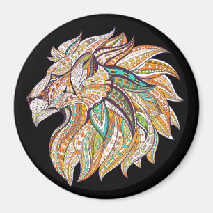 vibrant colour abstract lion magnet