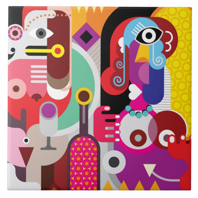 Vibrant colour abstract pattern tile (Front)