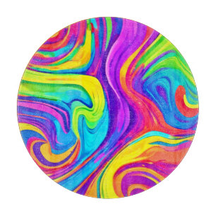 Vibrant Colour Background: Cartoon Splash Art Cutting Board