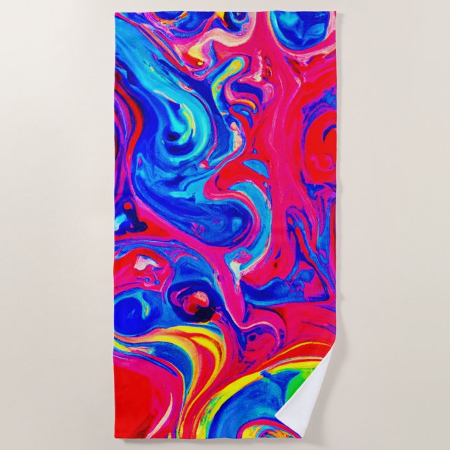 Vibrant Colour Blast Pattern Beach Towel (Front)