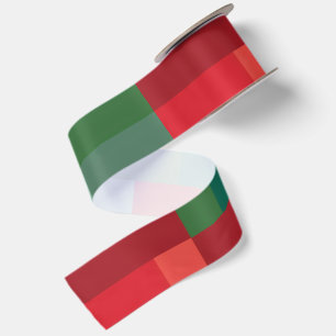 Vibrant Colour Block Geometric Christmas Holiday Satin Ribbon