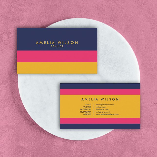 Vibrant Colour Block Stylist Social Media Business Card (Creator Uploaded)