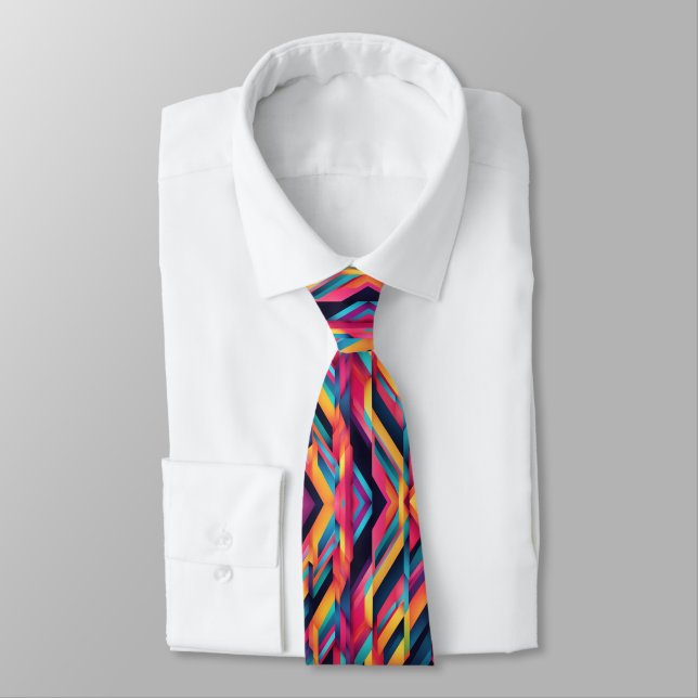Vibrant Colour Blocks Tie (Tied)