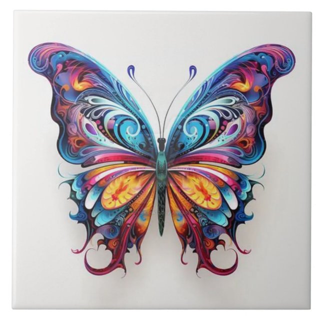 vibrant colour butterfly tile (Front)