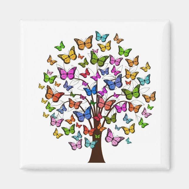 Vibrant colour butterfly tree magnet (Front)