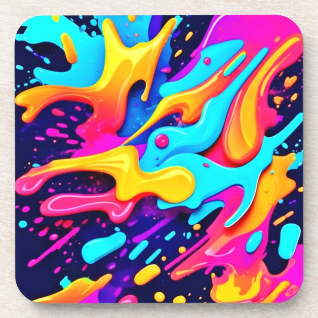 Vibrant Colour Chaos Art Coaster (Front)