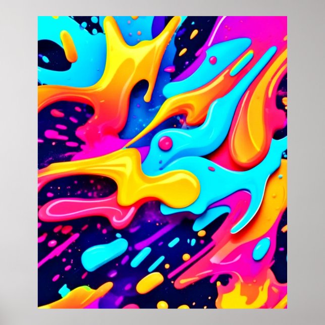 Vibrant Colour Chaos Art Poster (Front)