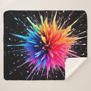 Vibrant Colour Explosion Design Sherpa Blanket