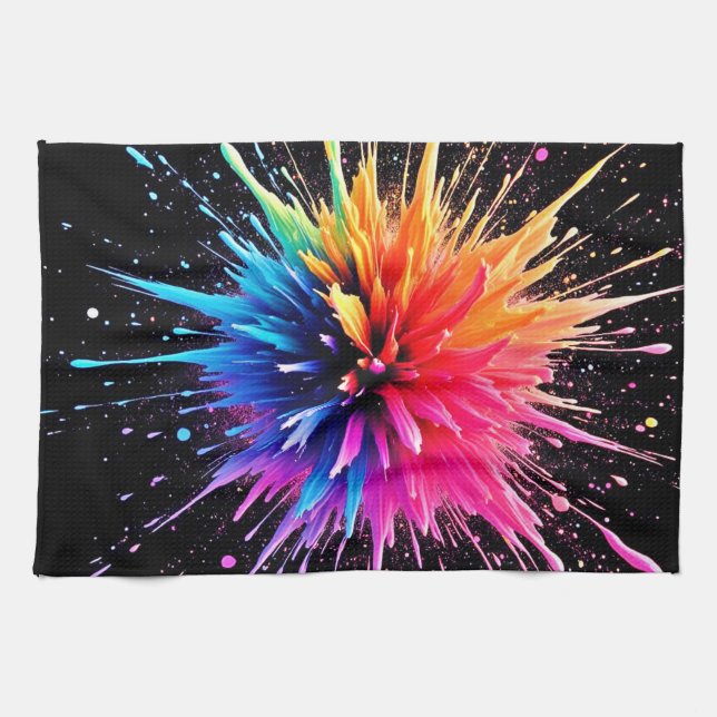 Vibrant Colour Explosion Design Tea Towel (Horizontal)