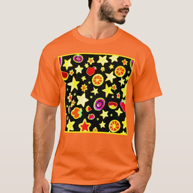 Vibrant Colour Explosion Star Pattern T-Shirt (Front)