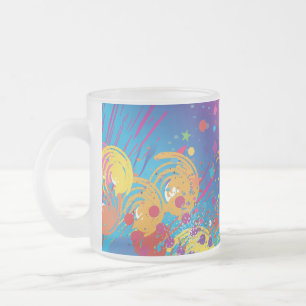 Vibrant Colour Fusion Abstract with Splashes Artis Frosted Glass Coffee Mug