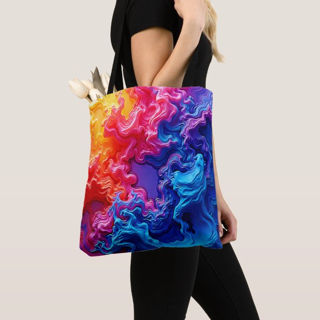 Vibrant Colour Fusion Art Tote Bag (Close Up)