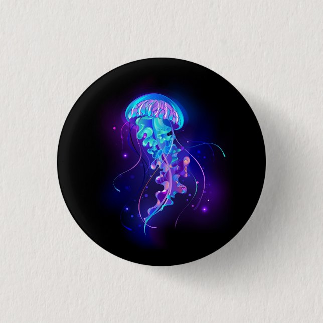 Vibrant Colour Glowing Jellyfish 3 Cm Round Badge (Front)