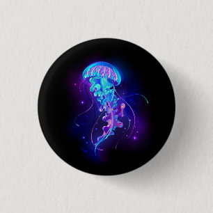 Vibrant Colour Glowing Jellyfish 3 Cm Round Badge