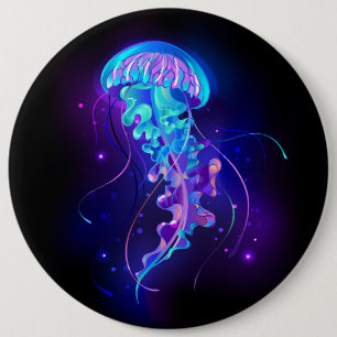 Vibrant Colour Glowing Jellyfish 6 Cm Round Badge