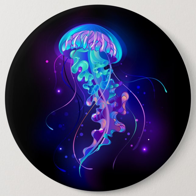 Vibrant Colour Glowing Jellyfish 6 Cm Round Badge (Front)