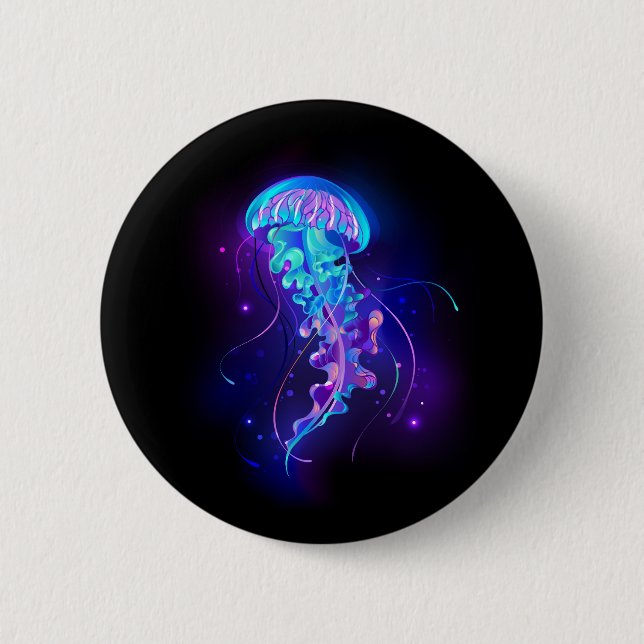 Vibrant Colour Glowing Jellyfish 6 Cm Round Badge (Front)