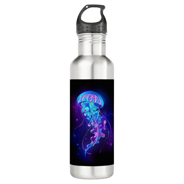 Vibrant Colour Glowing Jellyfish 710 Ml Water Bottle (Front)