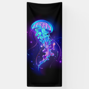 Vibrant Colour Glowing Jellyfish Banner