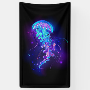 Vibrant Colour Glowing Jellyfish Banner