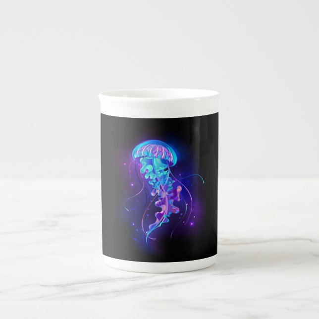 Vibrant Colour Glowing Jellyfish Bone China Mug (Front)