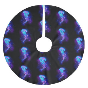 Vibrant Colour Glowing Jellyfish Brushed Polyester Tree Skirt