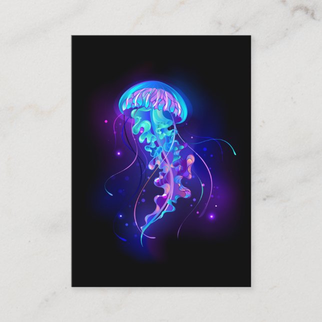 Vibrant Colour Glowing Jellyfish Calling Card (Front)