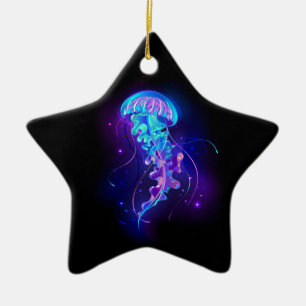 Vibrant Colour Glowing Jellyfish Ceramic Tree Decoration
