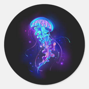 Vibrant Colour Glowing Jellyfish Classic Round Sticker