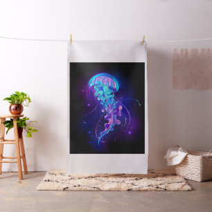 Vibrant Colour Glowing Jellyfish Fabric