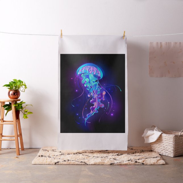 Vibrant Colour Glowing Jellyfish Fabric (In Situ)