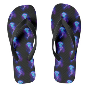 Vibrant Colour Glowing Jellyfish Flip Flops