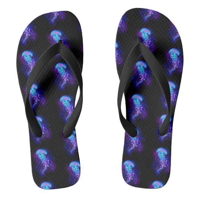 Vibrant Colour Glowing Jellyfish Flip Flops (Footbed)