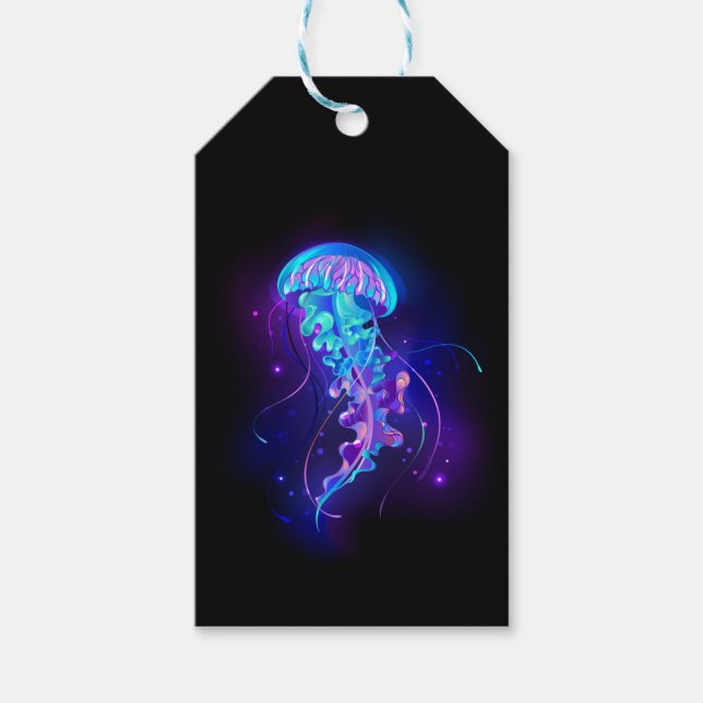 Vibrant Colour Glowing Jellyfish Gift Tags (Front)