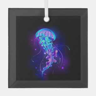 Vibrant Colour Glowing Jellyfish Glass Tree Decoration