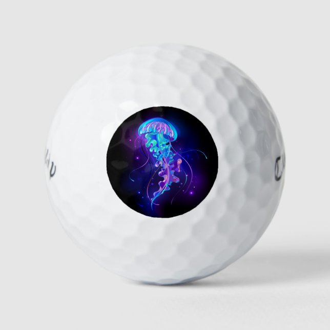 Vibrant Colour Glowing Jellyfish Golf Balls (Front)