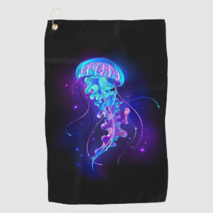 Vibrant Colour Glowing Jellyfish Golf Towel