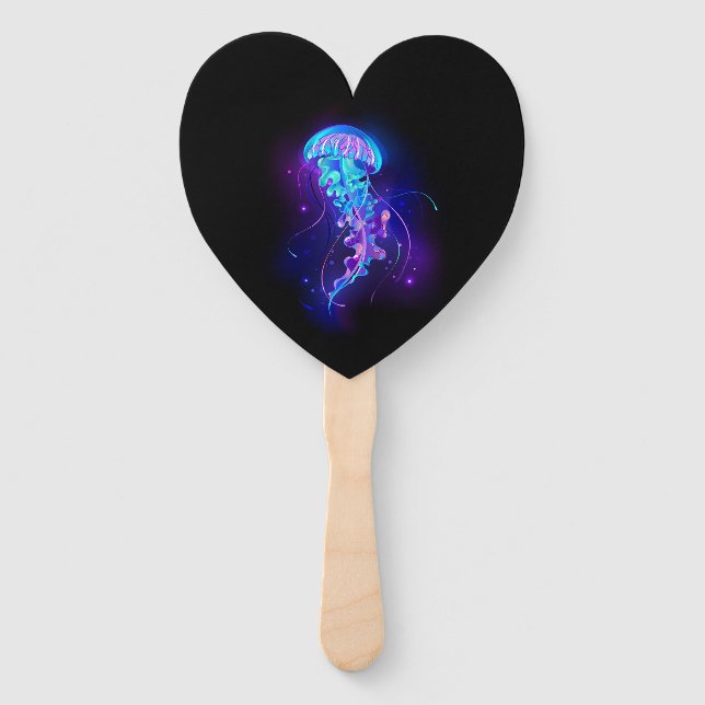 Vibrant Colour Glowing Jellyfish Hand Fan (Front)