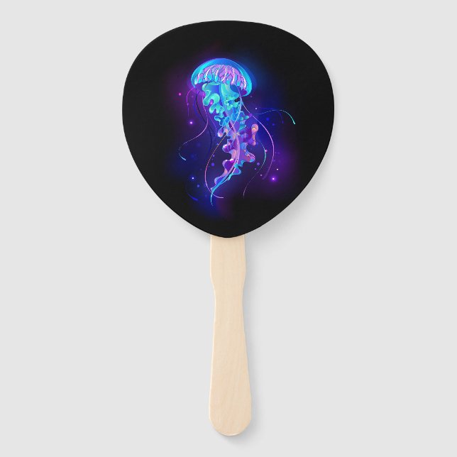Vibrant Colour Glowing Jellyfish Hand Fan (Front)