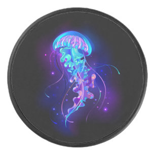 Vibrant Colour Glowing Jellyfish Hockey Puck