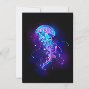 Vibrant Colour Glowing Jellyfish Holiday Card