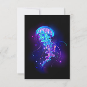 Vibrant Colour Glowing Jellyfish Invitation