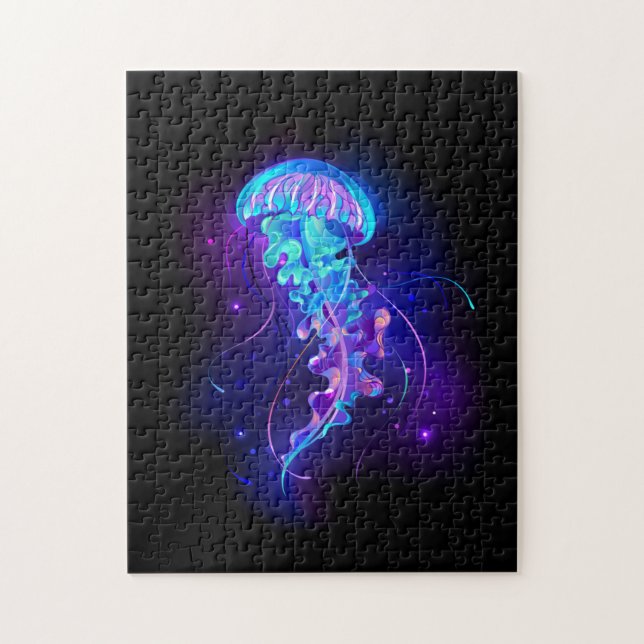 Vibrant Colour Glowing Jellyfish Jigsaw Puzzle (Vertical)
