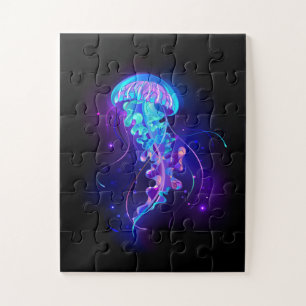 Vibrant Colour Glowing Jellyfish Jigsaw Puzzle